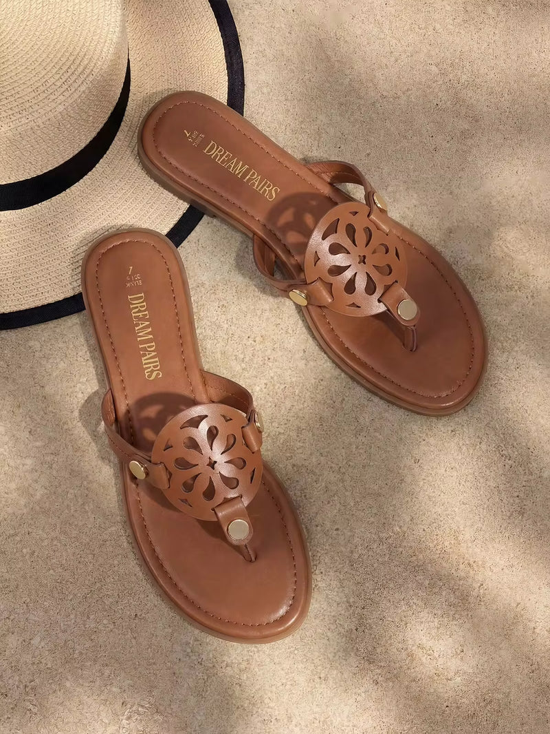 Women'S Flip Flop Buttons Arch Support Fashion Comfortable Soft Cushion Wedge Flip Flops Summer Beach Vacation Thong Flat Sandals