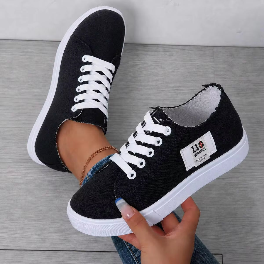 2026Graduation Season Canvas Sneakers For Women, Lace-Up Low Top Casual Shoes, Lightweight Walking Sneakers, Summer Everyday Footwear